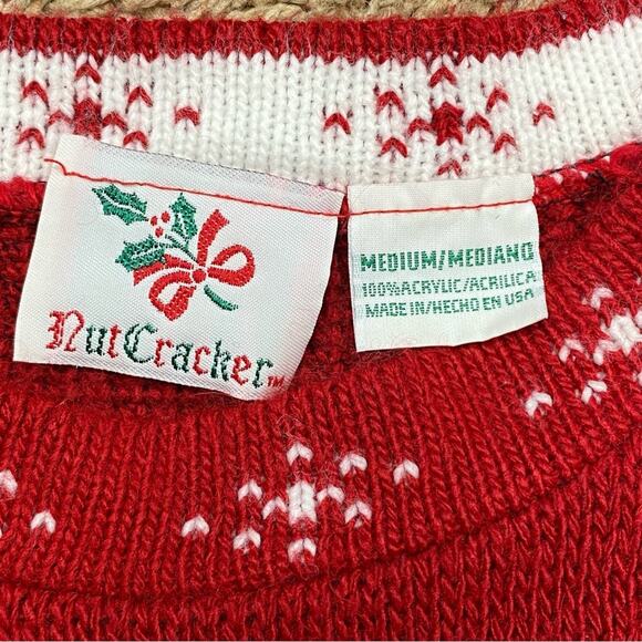Vintage Christmas Santa Fair Isle Long Sweater Nutcracker Small 90's - Picture 6 of 6
